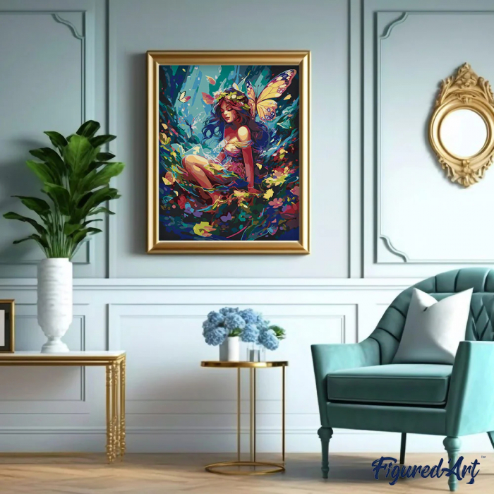 Set pictura pe numere, cu sasiu, Zana si fluturi, 40x50 cm [2]