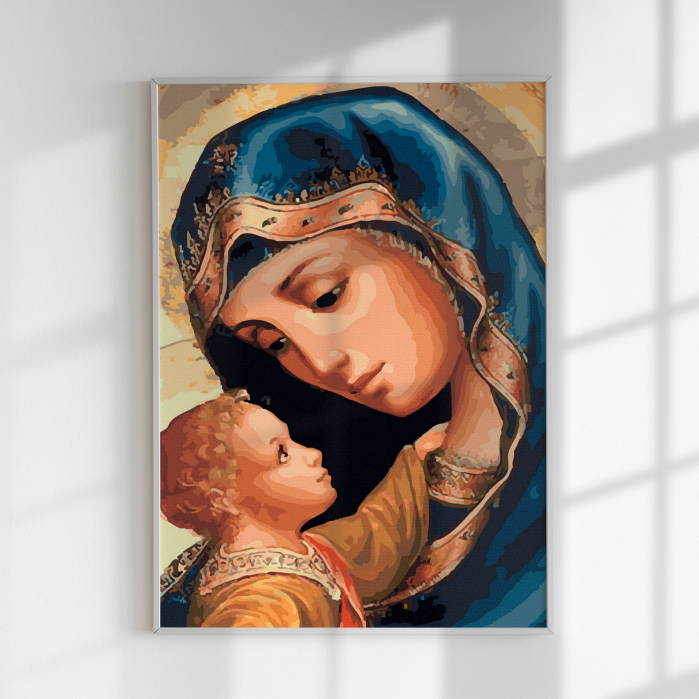 Set pictura pe numere, cu sasiu, Maica Domnului, 40x50 cm [3]