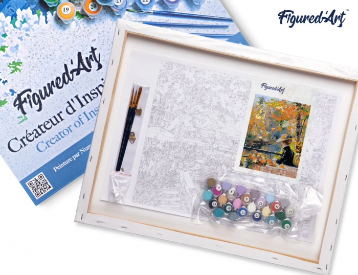 Set pictura pe numere, cu sasiu, Femeie si toamna, inspiratie Renoir, 40x50 cm [5]