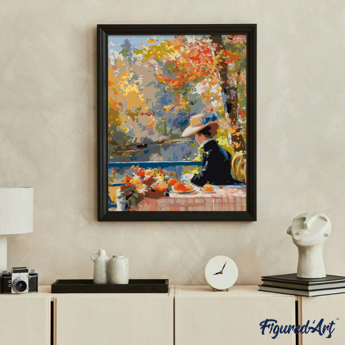 Set pictura pe numere, cu sasiu, Femeie si toamna, inspiratie Renoir, 40x50 cm [4]