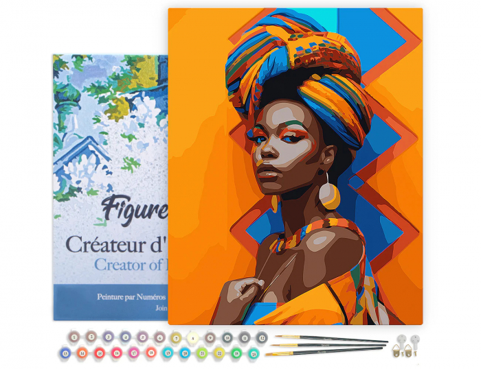 Set pictura pe numere, cu sasiu, Fata din Africa, 40x50 cm [2]