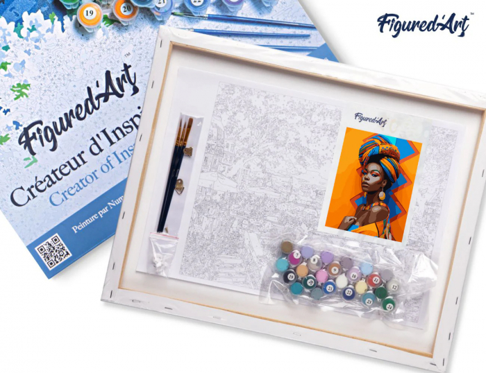 Set pictura pe numere, cu sasiu, Fata din Africa, 40x50 cm [4]