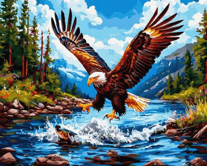 Set pictura pe numere, cu sasiu, Regele raului montan, 40x50 cm [1]
