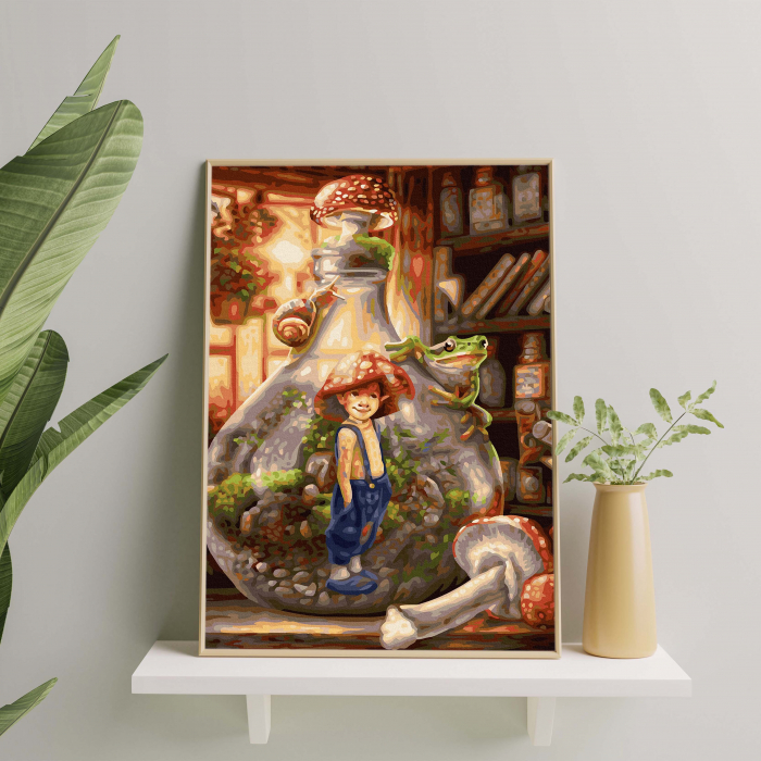 Set pictura pe numere, cu sasiu, Piticot, 40x50 cm [4]