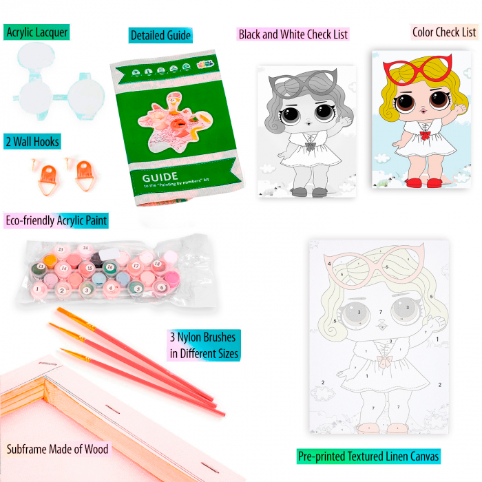 Pictura pe numere, cu sasiu, Fetita cu Ochelari 20x30cm [5]