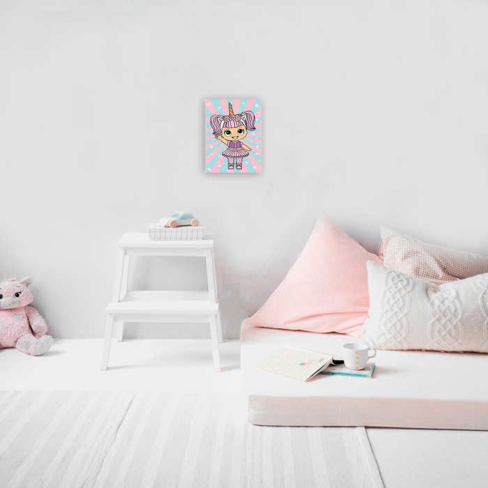 Set pictura pe numere, cu sasiu, Fetita cu Rochie Unicorn [3]