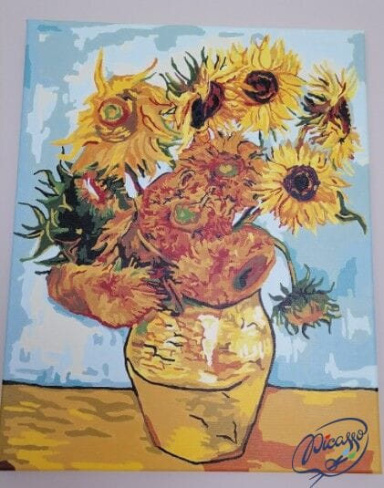 Set pictura pe numere, cu sasiu, Floarea soarelui - Van Gogh, 40x50 cm [2]