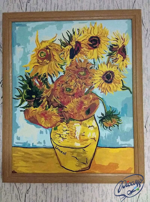 Set pictura pe numere, cu sasiu, Floarea soarelui - Van Gogh, 40x50 cm [3]