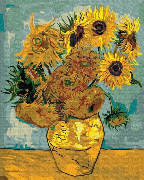 Set pictura pe numere, cu sasiu, Floarea soarelui - van Gogh, 50x65 cm [1]