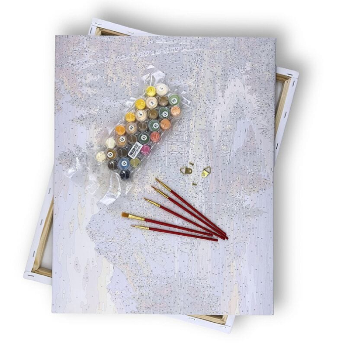 Set pictura pe numere, cu sasiu, Gardianul noptii - culori metalizate, 40x50 cm [3]