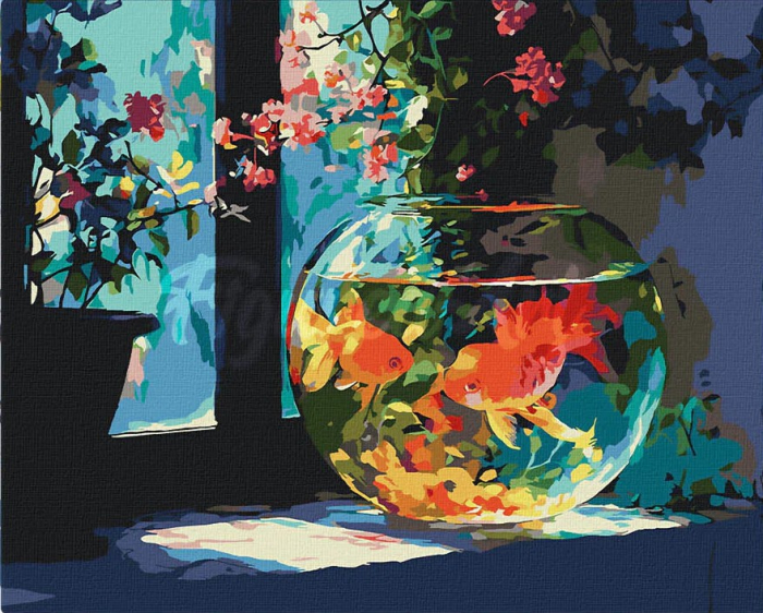 Set pictura pe numere, cu sasiu, Acvariu insorit, 40x50 cm [1]