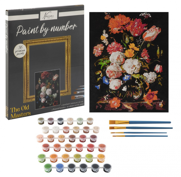 Set pictura pe numere, cu sasiu, Flori - Jan Davidszoon de Heem, 40x50 cm [5]