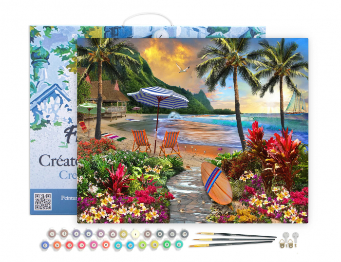 Set pictura pe numere, cu sasiu, Sub cocotieri, 40x50 cm [4]