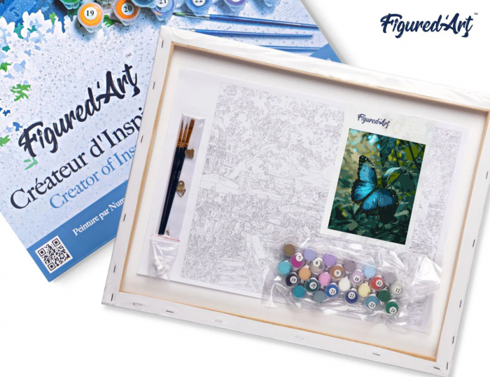 Set pictura pe numere, cu sasiu, Fluture Morpho Bleu, 40x50 cm [5]