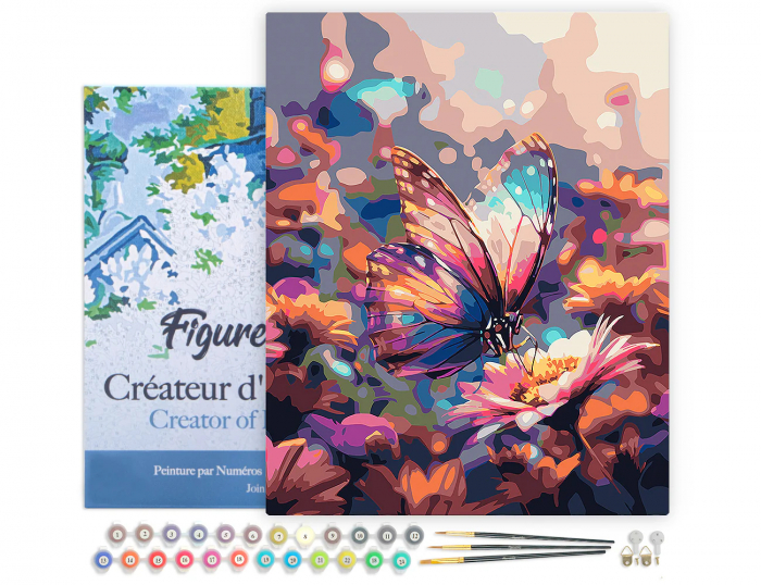 Set pictura pe numere, cu sasiu, Fluture si nectar, 40x50 cm [2]