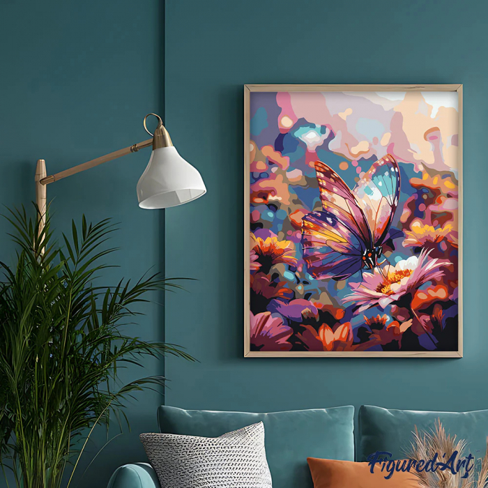 Set pictura pe numere, cu sasiu, Fluture si nectar, 40x50 cm [4]
