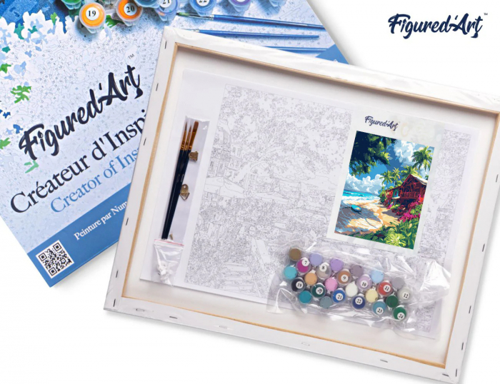 Set pictura pe numere, cu sasiu, Sat de vacanta, 40x50 cm [4]