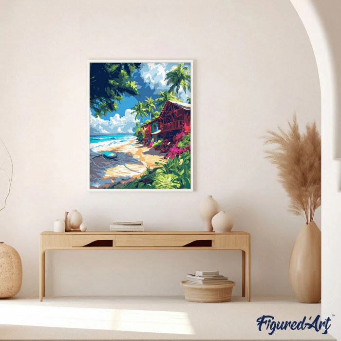 Set pictura pe numere, cu sasiu, Sat de vacanta, 40x50 cm [3]