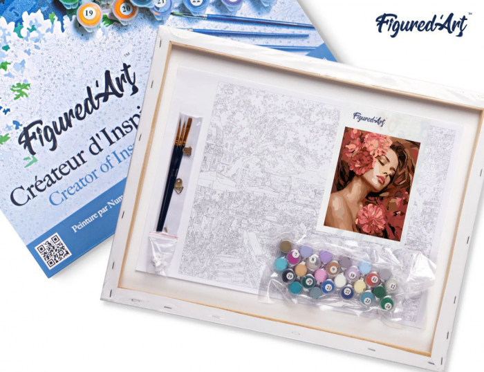 Set pictura pe numere, cu sasiu, Frumoasa adormita cu camelii, 40x50 cm [5]