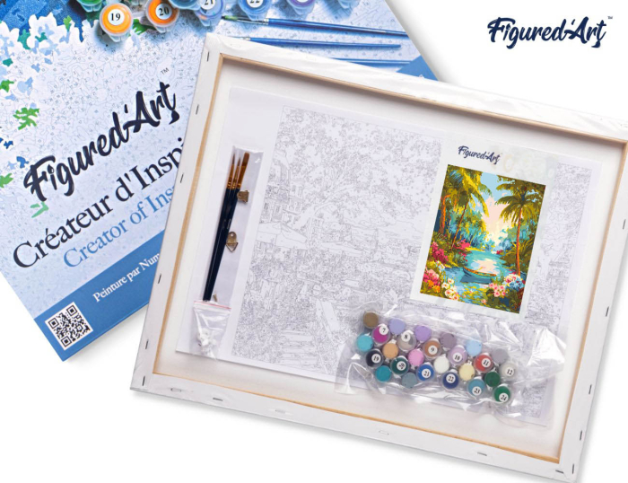 Set pictura pe numere, cu sasiu, Rau paradisiac, 40x50 cm [7]