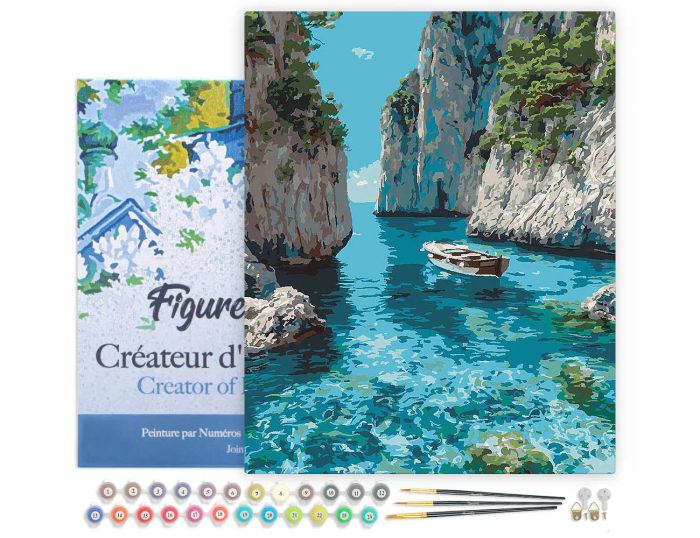 Set pictura pe numere, cu sasiu, Golf albastru linistit, 40x50 cm [2]