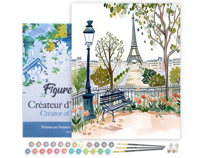 Set pictura pe numere, cu sasiu, Acuarela din Paris, 40x50 cm [4]