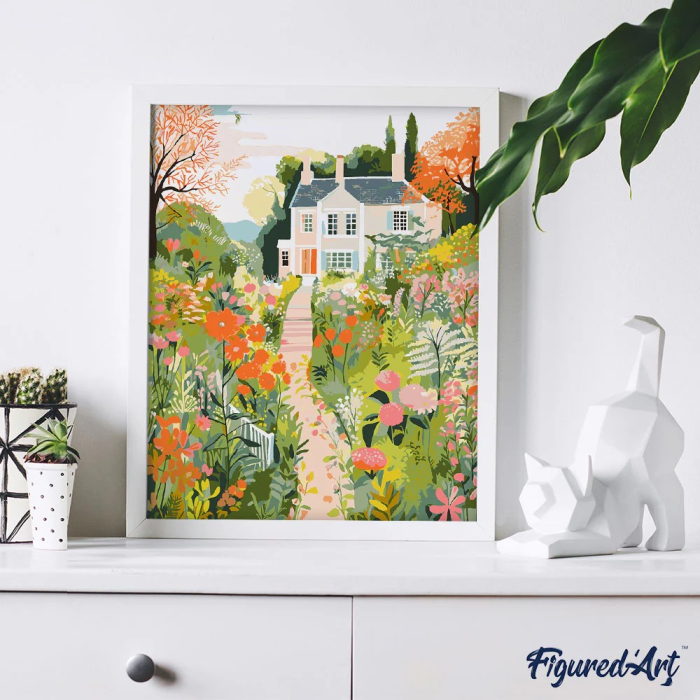 Set pictura pe numere, cu sasiu, Gradina de la Vila 40x50 cm [3]
