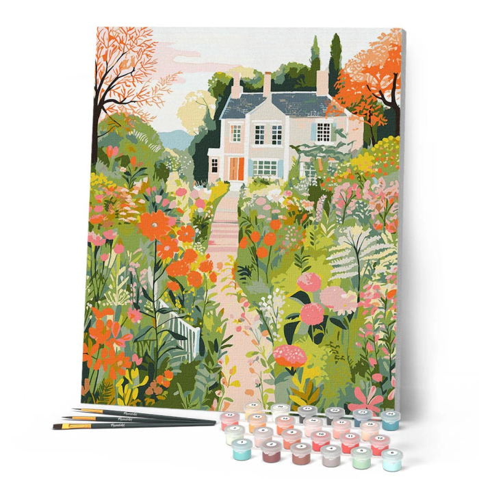 Set pictura pe numere, cu sasiu, Gradina de la Vila 40x50 cm [2]
