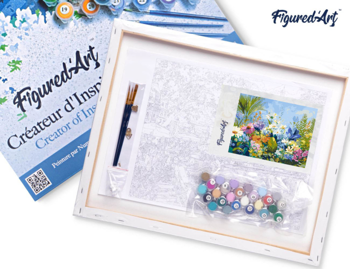 Set pictura pe numere, cu sasiu, Flori de camp colorate, 40x50 cm [7]