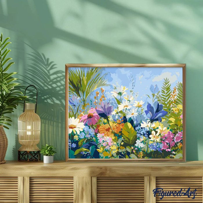 Set pictura pe numere, cu sasiu, Flori de camp colorate, 40x50 cm [2]