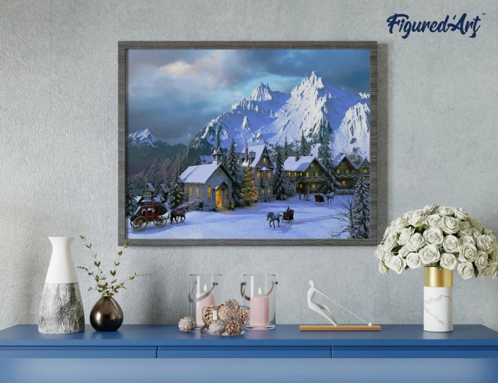 Set pictura pe numere, cu sasiu, Iarna in Alpi, 40x50 cm [3]