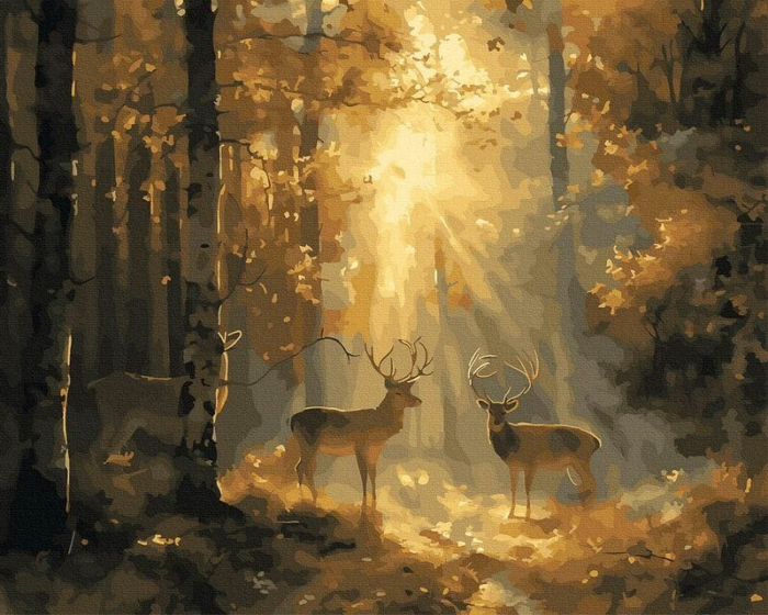 Set pictura pe numere, cu sasiu, Serenada padurii, 40x50 cm [1]