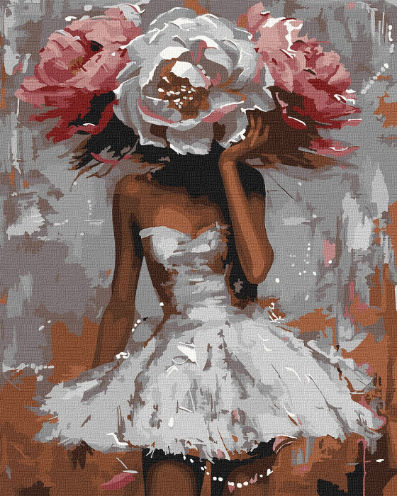 et pictura pe numere, cu sasiu, Mister floral - extra culori metalizate, 40x50 cm [1]