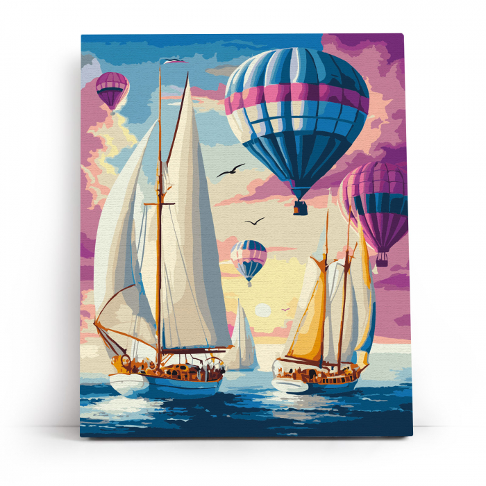 Set pictura pe numere, cu sasiu, Calatori in zori, 40x50 cm [2]