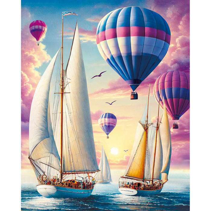 Set pictura pe numere, cu sasiu, Calatori in zori, 40x50 cm [1]