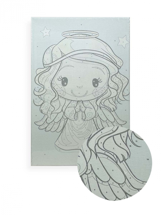Set pictura pe numere, cu sasiu, Ingeras, 20x30 cm [4]