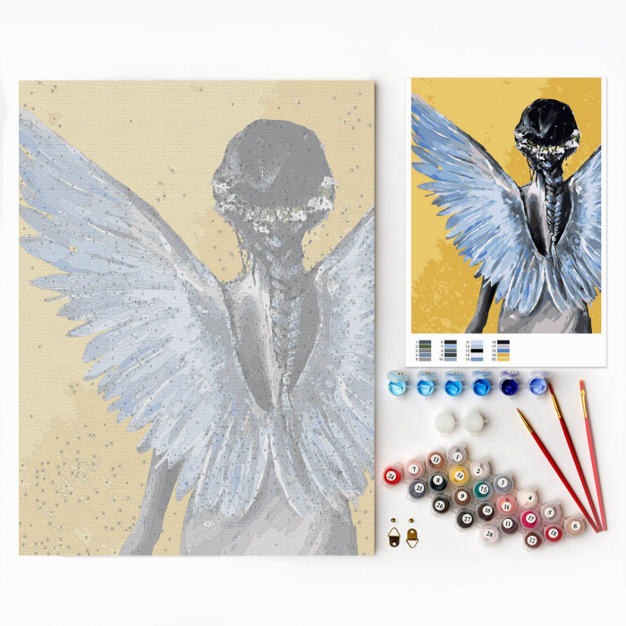 Set pictura pe numere, cu sasiu, Ingerul pazitor, 30x40 cm [3]