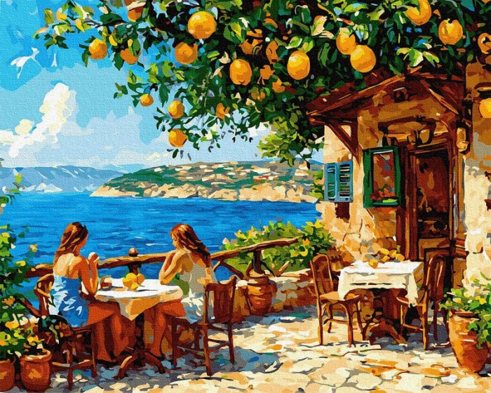 Set pictura pe numere, cu sasiu, Lamai langa mare, 40x50 cm [1]