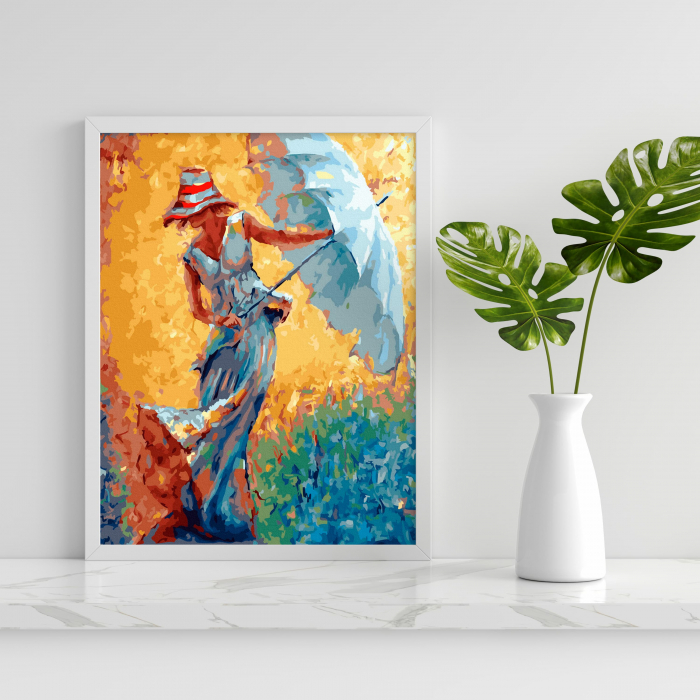 Set pictura pe numere, cu sasiu, Femeie cu umbrela, 40x50 cm [3]