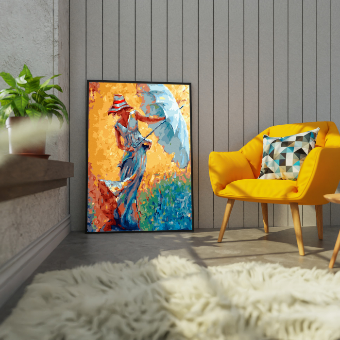 Set pictura pe numere, cu sasiu, Femeie cu umbrela, 40x50 cm [4]