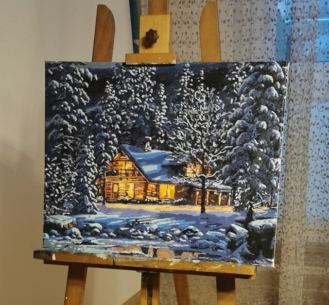 Set pictura pe numere, cu sasiu, Intr-o seara de iarna, 40x50 cm [4]