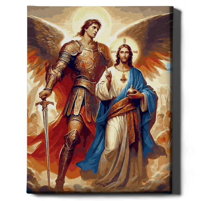 Set pictura pe numere, cu sasiu, Isus si Arhanghelul Mihail, 40x50 cm [2]