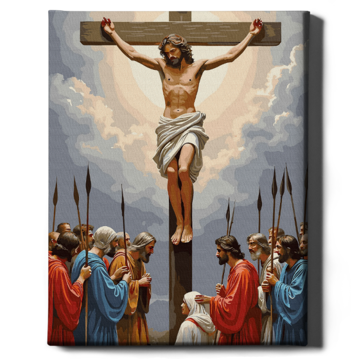 Set pictura pe numere, cu sasiu, Isus pe cruce, 40x50 cm [2]