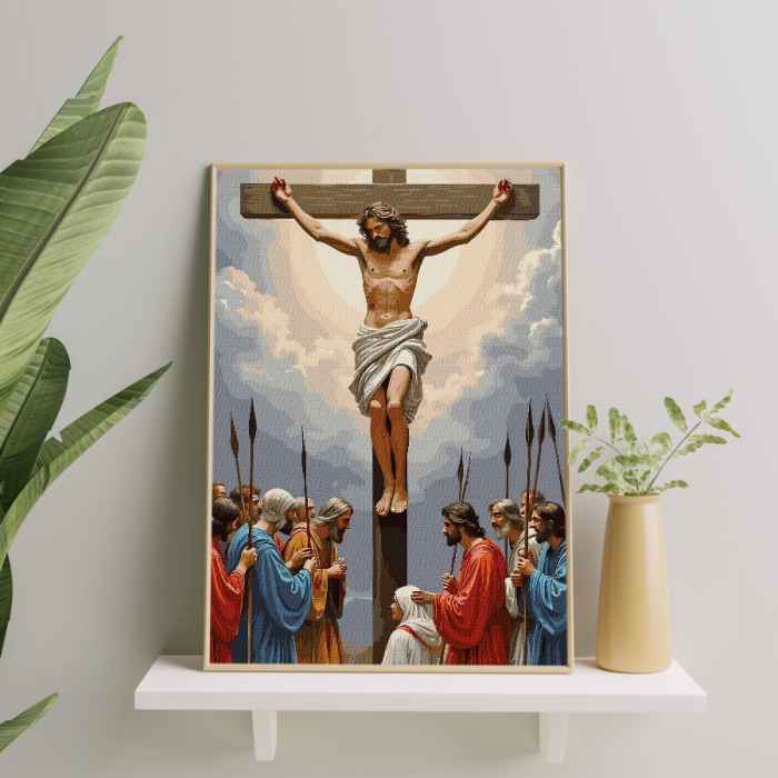 Set pictura pe numere, cu sasiu, Isus pe cruce, 40x50 cm [4]