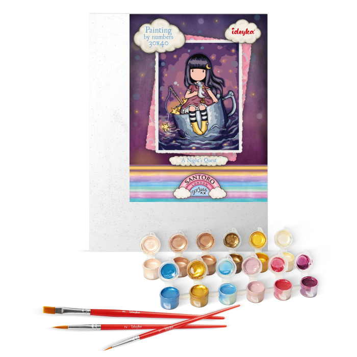 Set pictura pe numere, cu sasiu, Aventura nocturna - colectia Santoro, 30x40 cm [2]