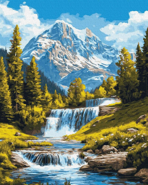 Set pictura pe numere, cu sasiu, Inima verde a muntelui, 40x50 cm [1]