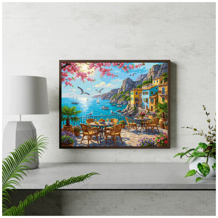Set pictura pe numere, cu sasiu, La mare, 40x50 cm [3]