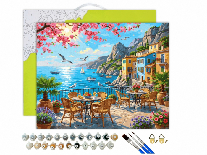 Set pictura pe numere, cu sasiu, La mare, 40x50 cm [2]