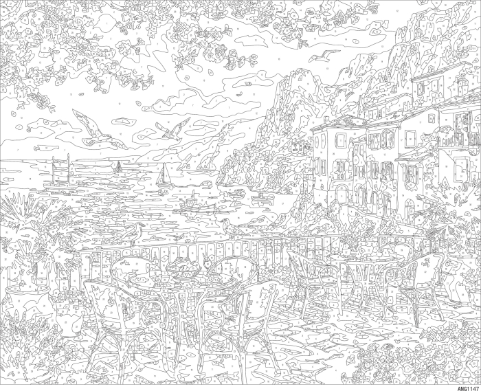 Set pictura pe numere, cu sasiu, La mare, 40x50 cm [4]