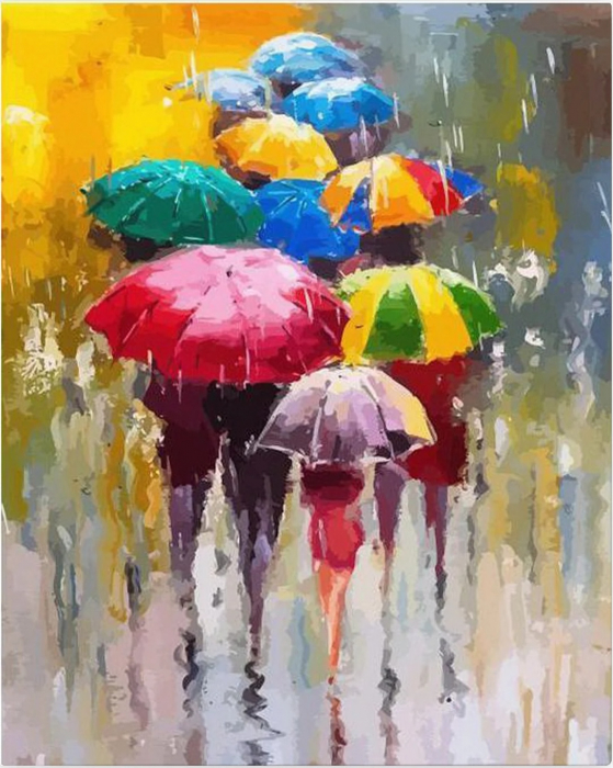 Set pictura pe numere, cu sasiu, Parada de umbrele, 40x50 cm [1]